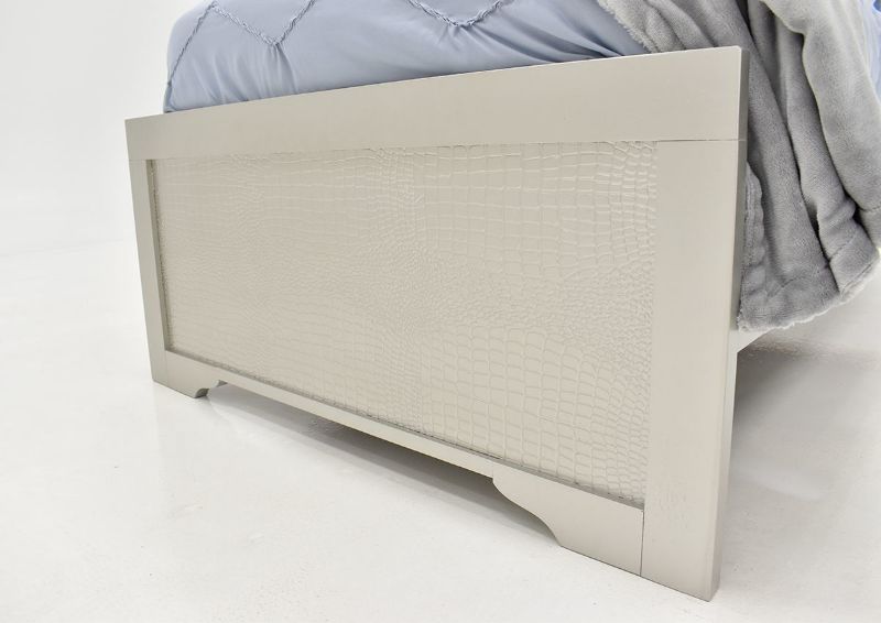 Silver Amalia Twin Size Upholstered Bed by Crown Mark Showing the Footboard Detail | Home Furniture Plus Bedding