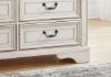 Antique White Realyn Dresser with Mirror by Ashley Furniture Showing the Base Foot Detail | Home Furniture Plus Bedding