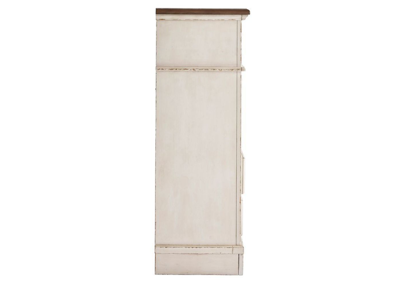 Antique White Realyn Chest of Drawers by Ashley Furniture Showing the Side View | Home Furniture Plus Bedding