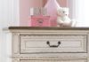Antique White Realyn Chest of Drawers by Ashley Furniture Showing the Top Front Drawer Detail | Home Furniture Plus Bedding