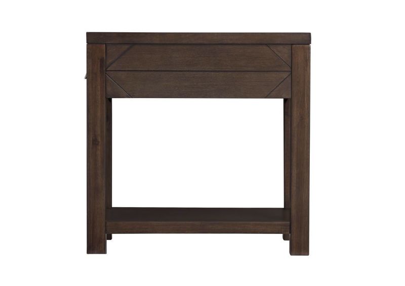 Dark Espresso Brown Tariland Chairside Table by Ashley Furniture Showing the Side View | Home Furniture Plus Bedding