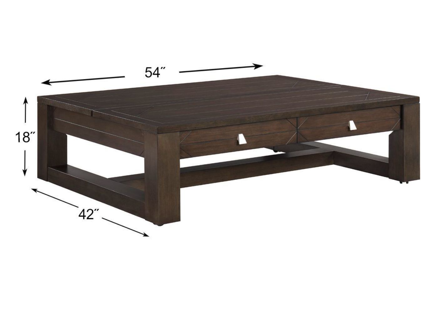 Rich Espresso Brown Tariland Lift-Top Coffee Table by Ashley Furniture Showing the Dimensions | Home Furniture Plus Bedding
