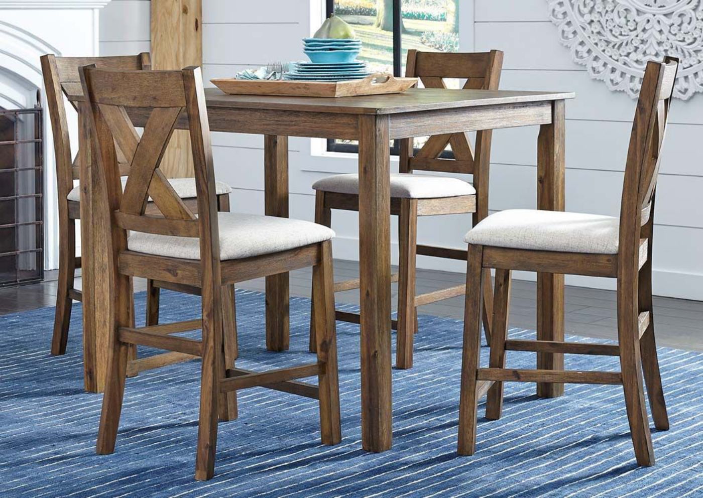 Deep Brown Langston Counter Height Dining Table Set in a Room Setting | Home Furniture Plus Mattress