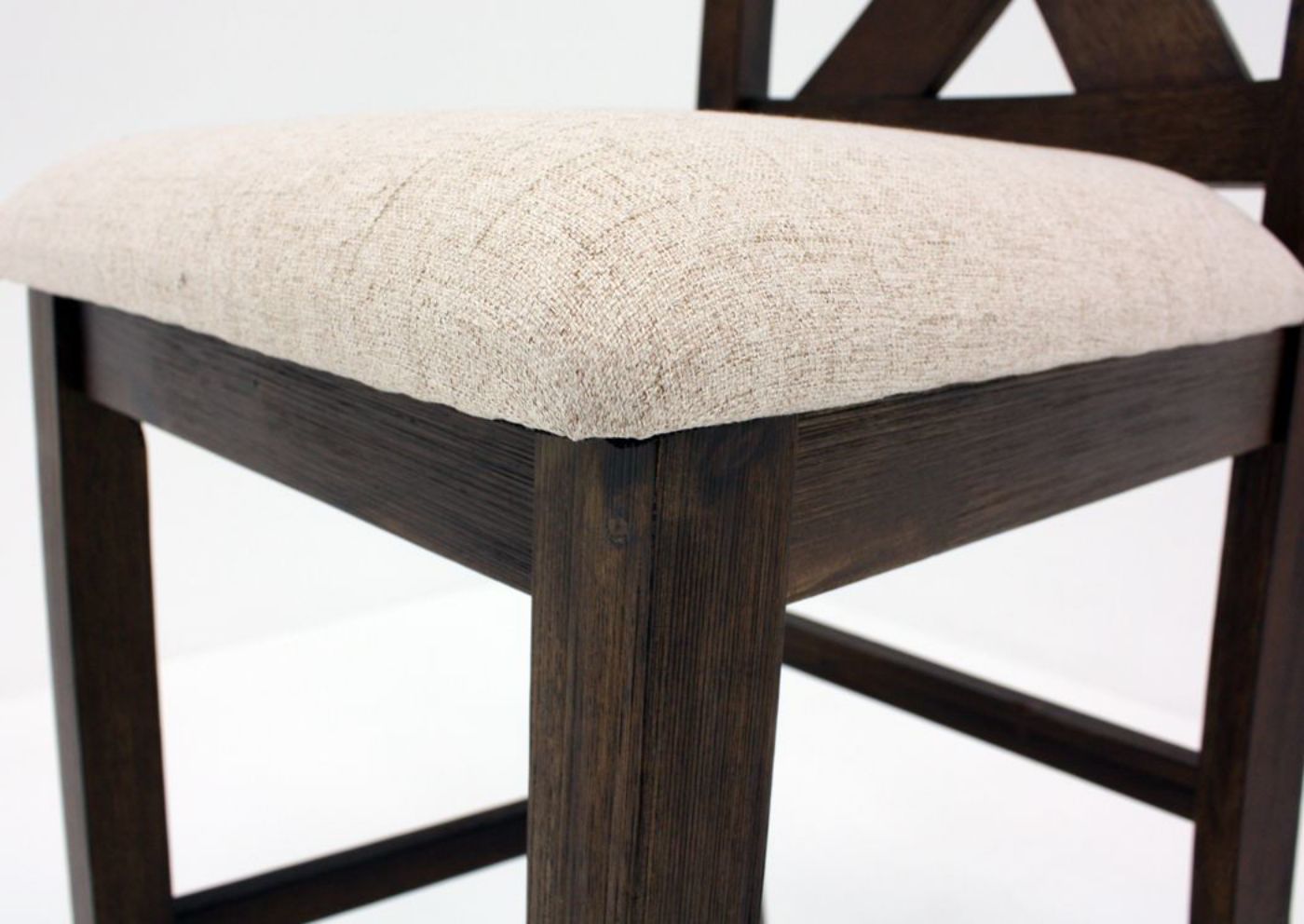 Deep Brown Langston Counter Height Dining Table Set Showing Side Chair Upholstered Seat | Home Furniture Plus Bedding