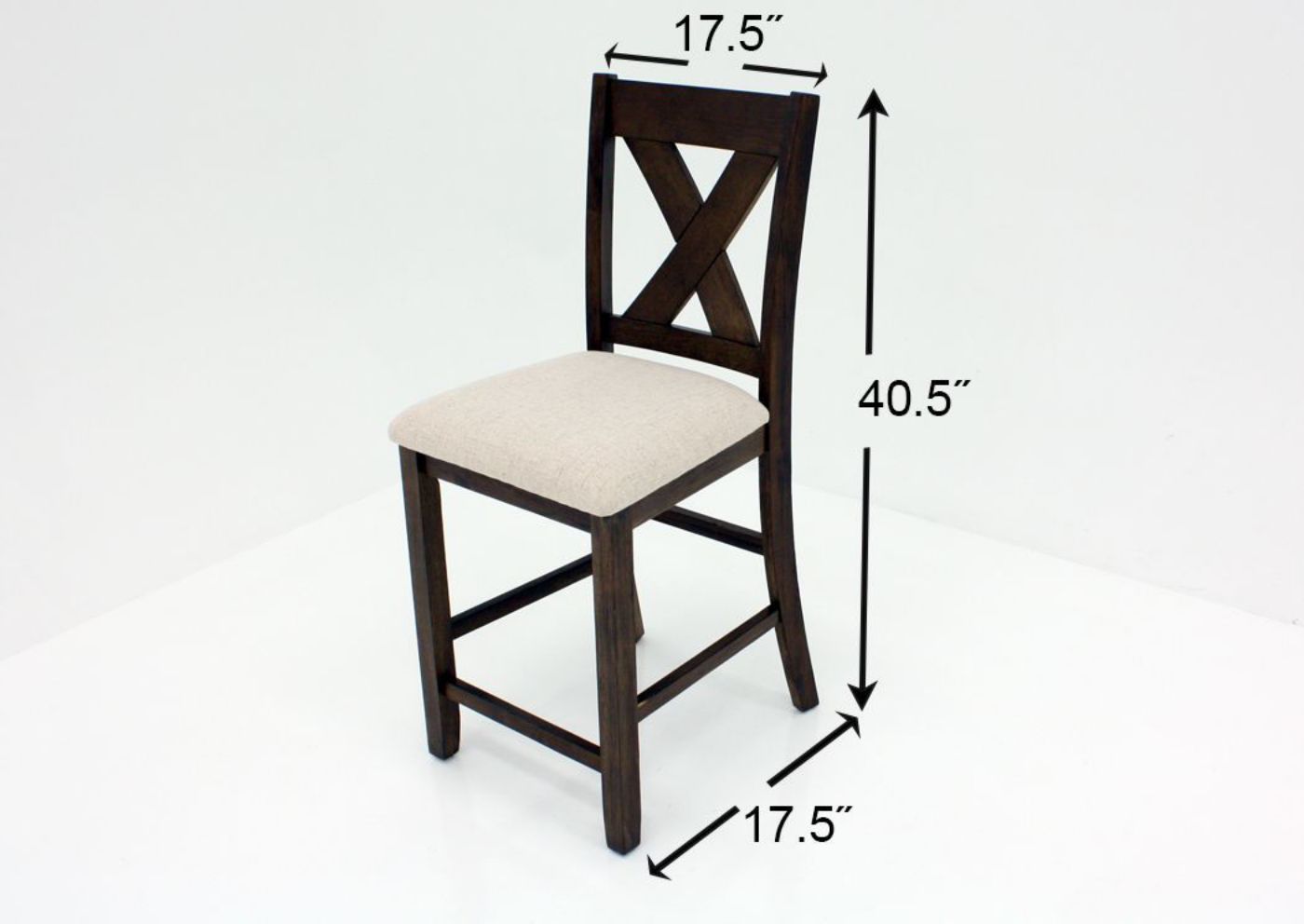 Deep Brown Langston Counter Height Dining Table Set Showing the Barstool Dimensions | Home Furniture Plus Bedding