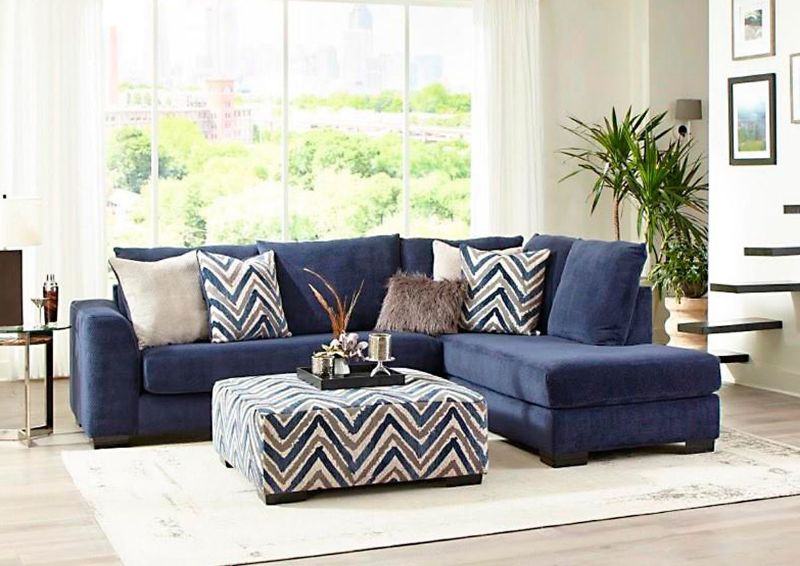 Navy Blue Prowler Small Sectional Sofa by Albany Industries Showing a Room Setting, Made in the USA | Home Furniture Plus Bedding