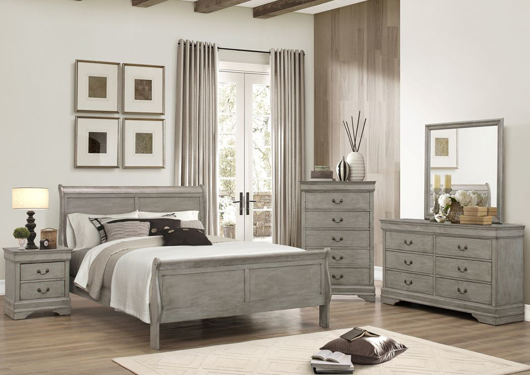 Louis Philippe King Size Bedroom Set - Gray | Home Furniture