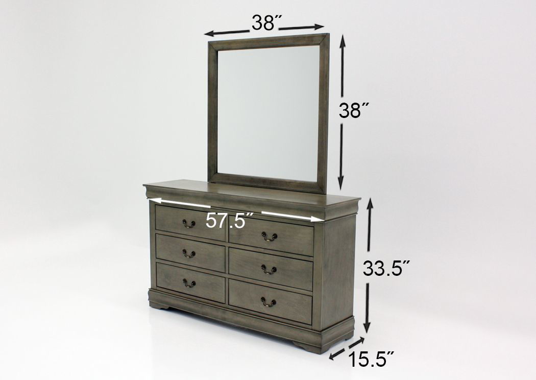 Louis Philippe Grey Dresser and Mirror Lake Charles Furniture