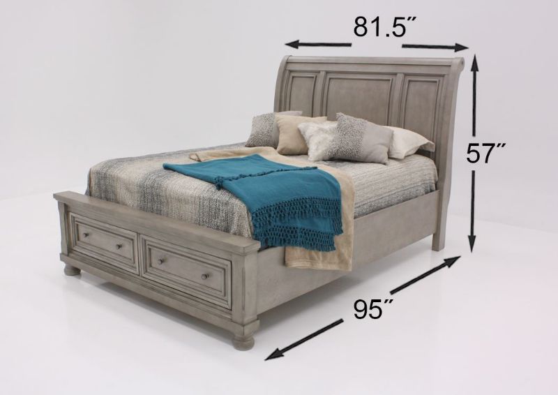 Light Gray Lettner King Size Bedroom Set by Ashley Furniture Showing the King Bed Dimensions | Home Furniture Plus Bedding