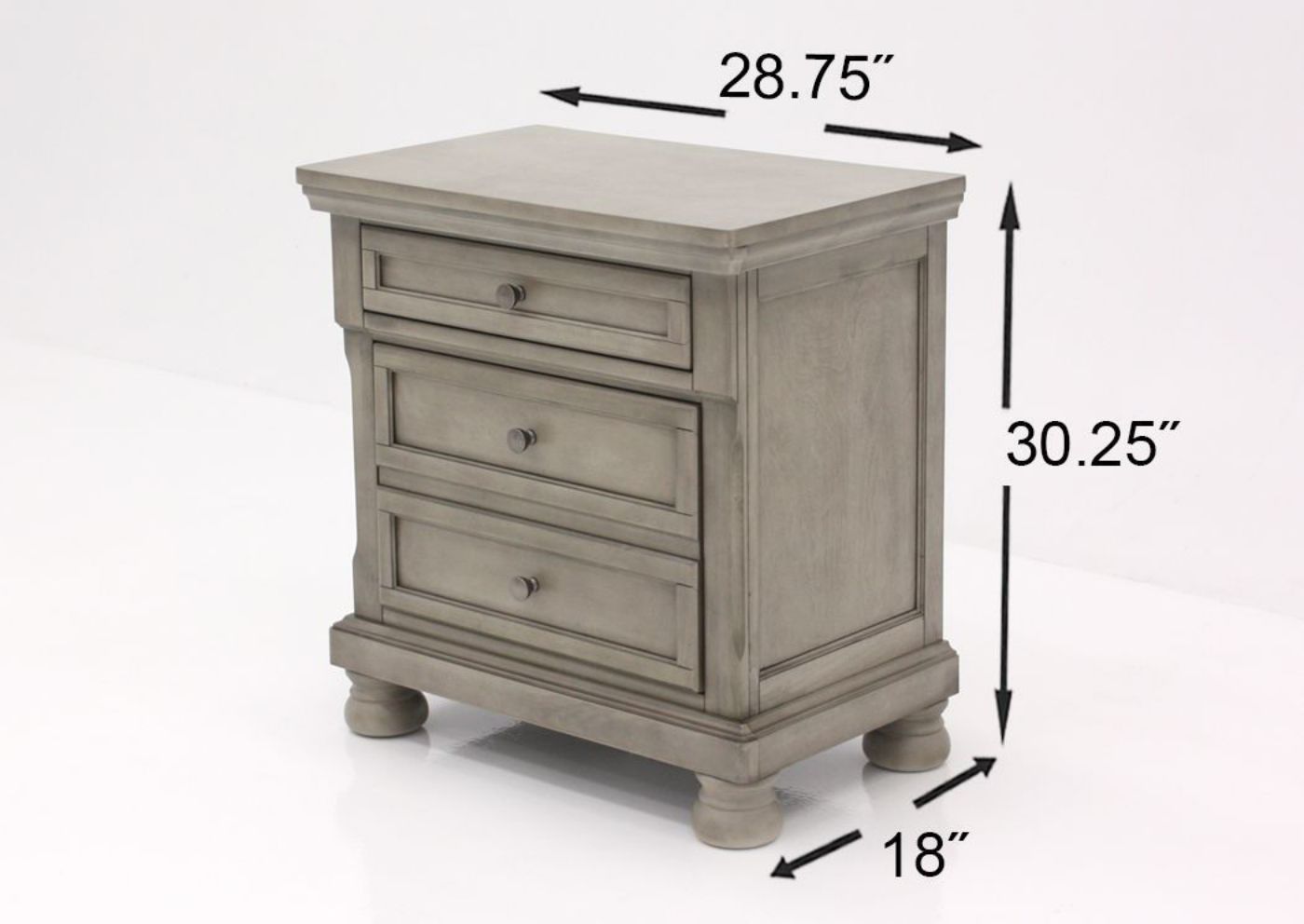 Light Gray Lettner King Size Bedroom Set by Ashley Furniture Showing the Nightstand Dimensions | Home Furniture Plus Bedding