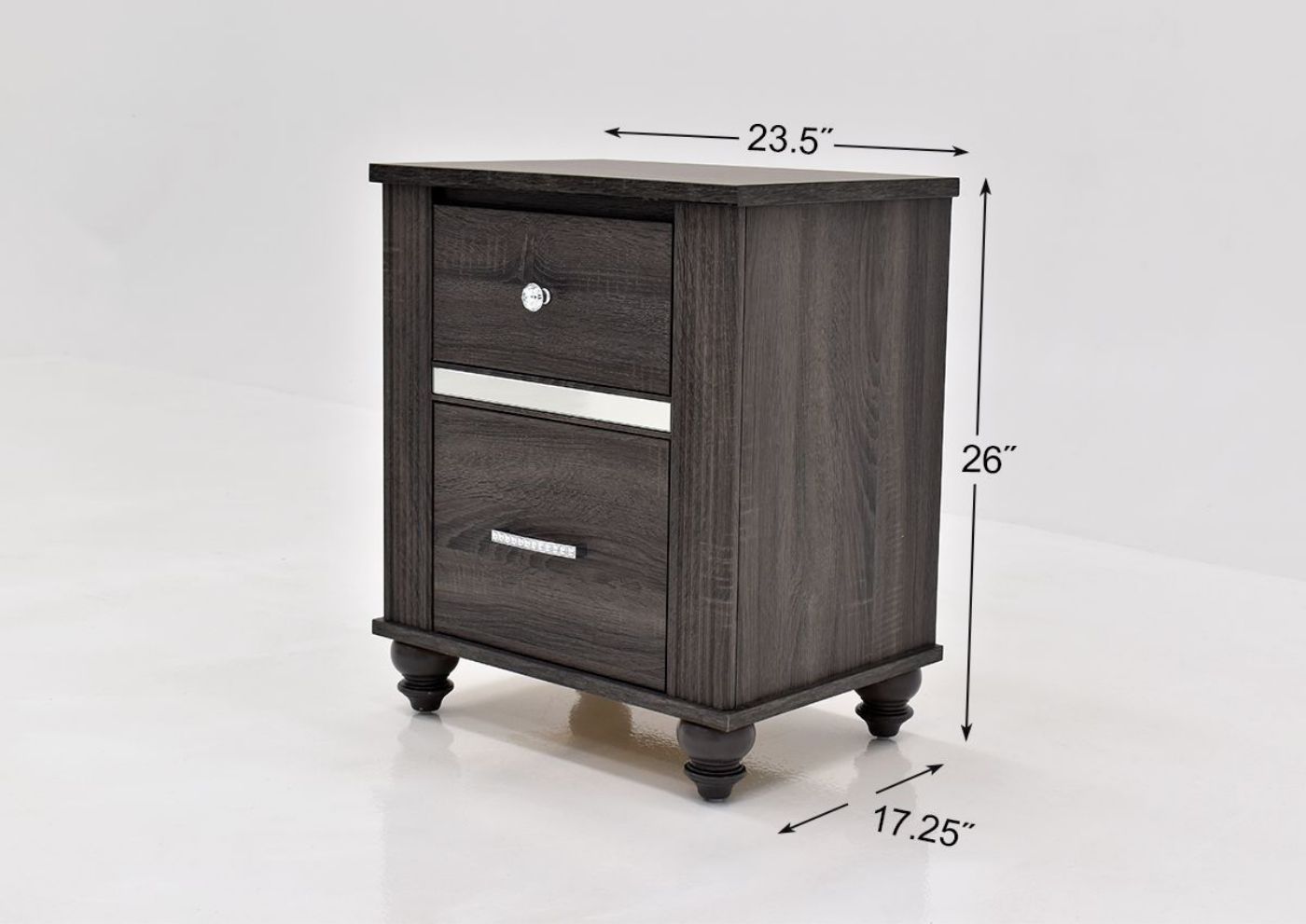 Black Gaston King Size Bedroom Set by Crown Mark Showing the Nightstand Dimensions | Home Furniture Plus Bedding