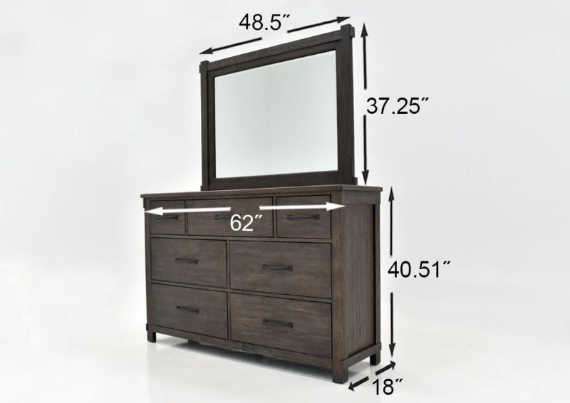 Dark Brown Scott King Size Storage Bedroom Set by Elements Showing the Dresser with Mirror Dimensions | Home Furniture Plus Bedding