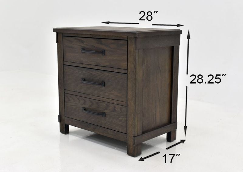 Dark Brown Scott King Size Storage Bedroom Set by Elements Showing the Nightstand Dimensions | Home Furniture Plus Bedding