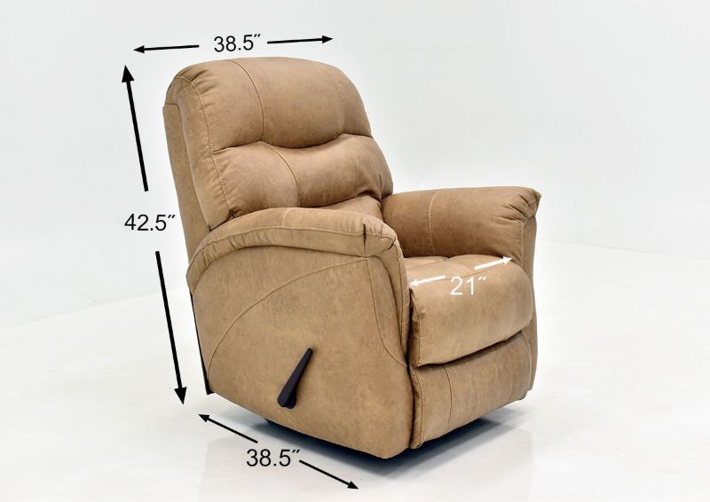 Tan Sierra Rocker Recliner by HomeStretch Showing the Dimensions, Made in the USA | Home Furniture Plus Bedding