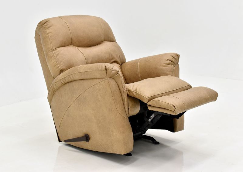 Tan Sierra Rocker Recliner by HomeStretch Showing the Angle View with the Chaise Open, Made in the USA | Home Furniture Plus Bedding