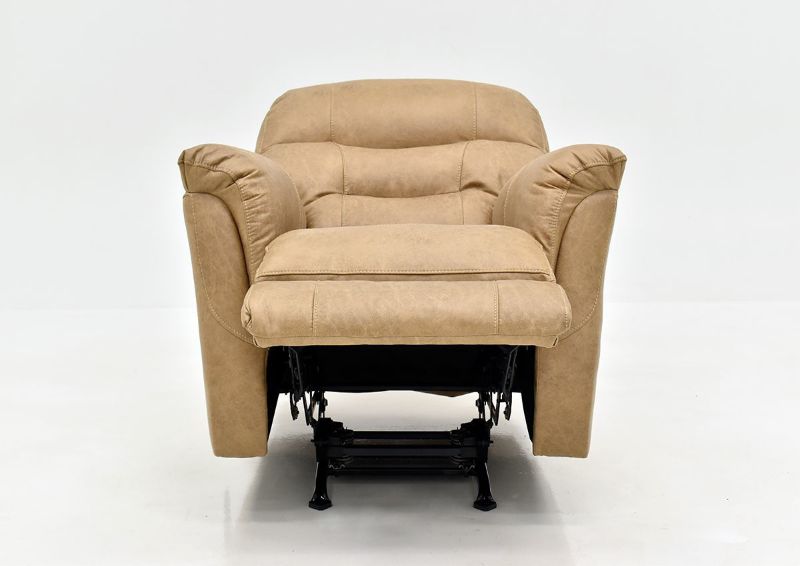 Tan Sierra Rocker Recliner by HomeStretch Showing the Front View in a Fully Reclined Position, Made in the USA | Home Furniture Plus Bedding
