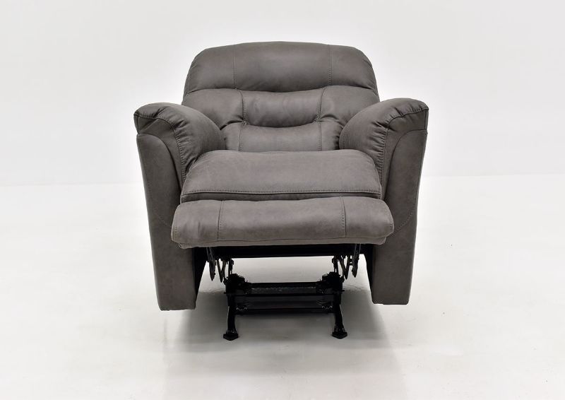 Dark Gray Sierra Rocker Recliner by HomeStretch Showing the Front View in a Fully Reclined Position, Made in the USA | Home Furniture Plus Bedding
