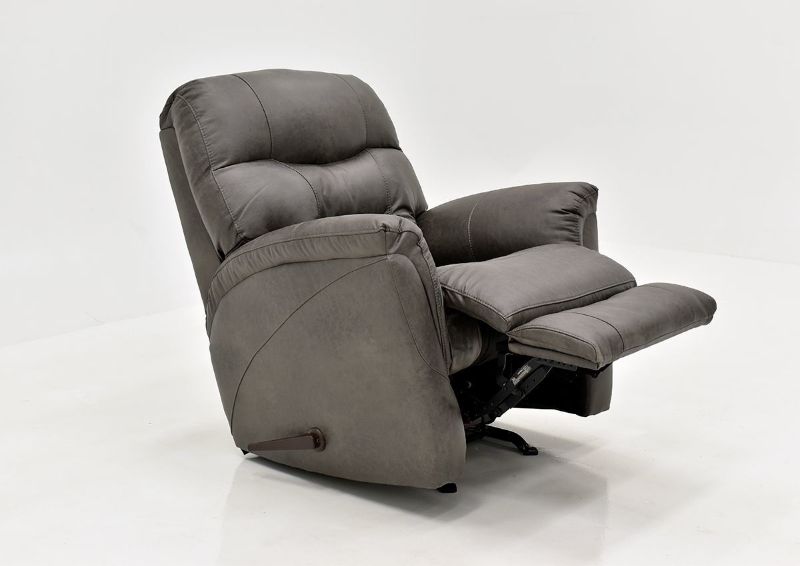 Dark Gray Sierra Rocker Recliner by HomeStretch Showing the Angle View with the Chaise Open, Made in the USA | Home Furniture Plus Bedding