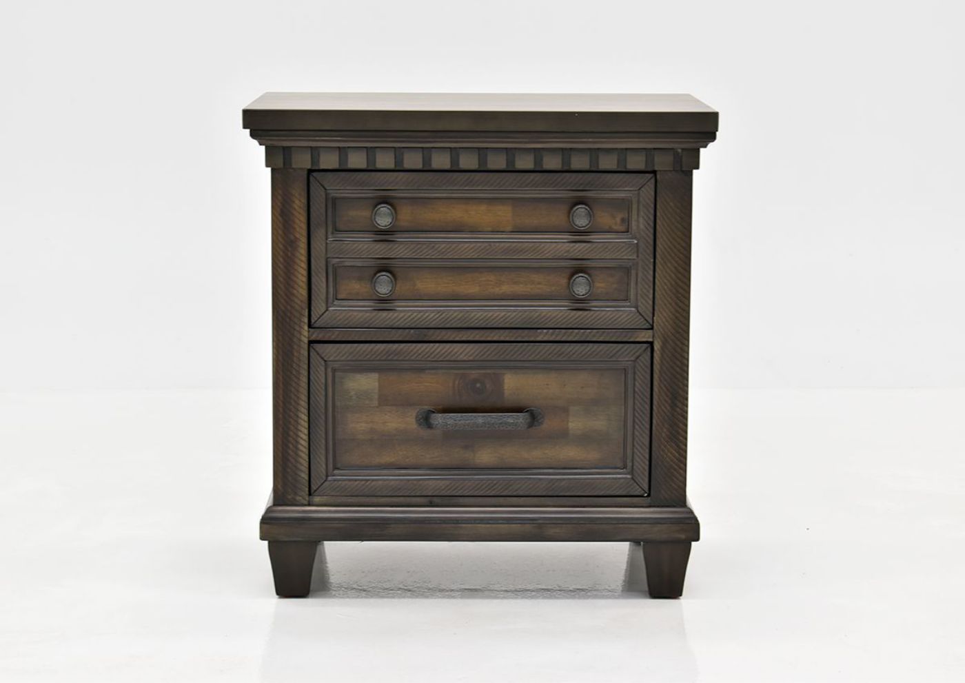 Dark Brown McCabe Nightstand by Elements Showing the Front View | Home Furniture Plus Bedding