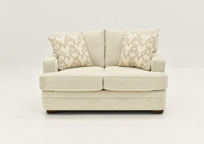 Off White Chadwick Loveseat by Klaussner Showing the Front View, Made in the USA | Home Furniture Plus Bedding