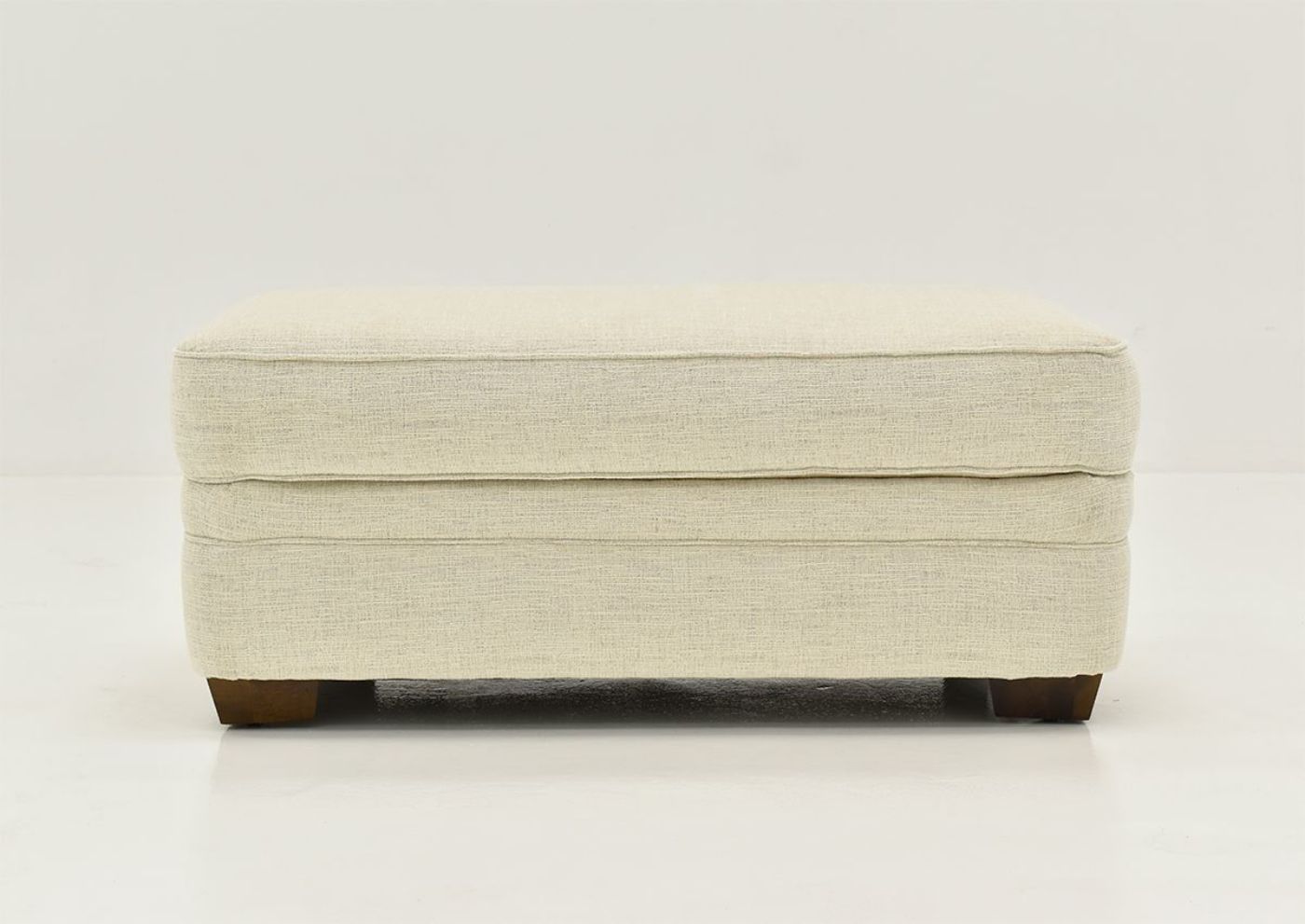 Off White Chadwick Ottoman by Klaussner Showing the Front View, Made in the USA | Home Furniture Plus Bedding