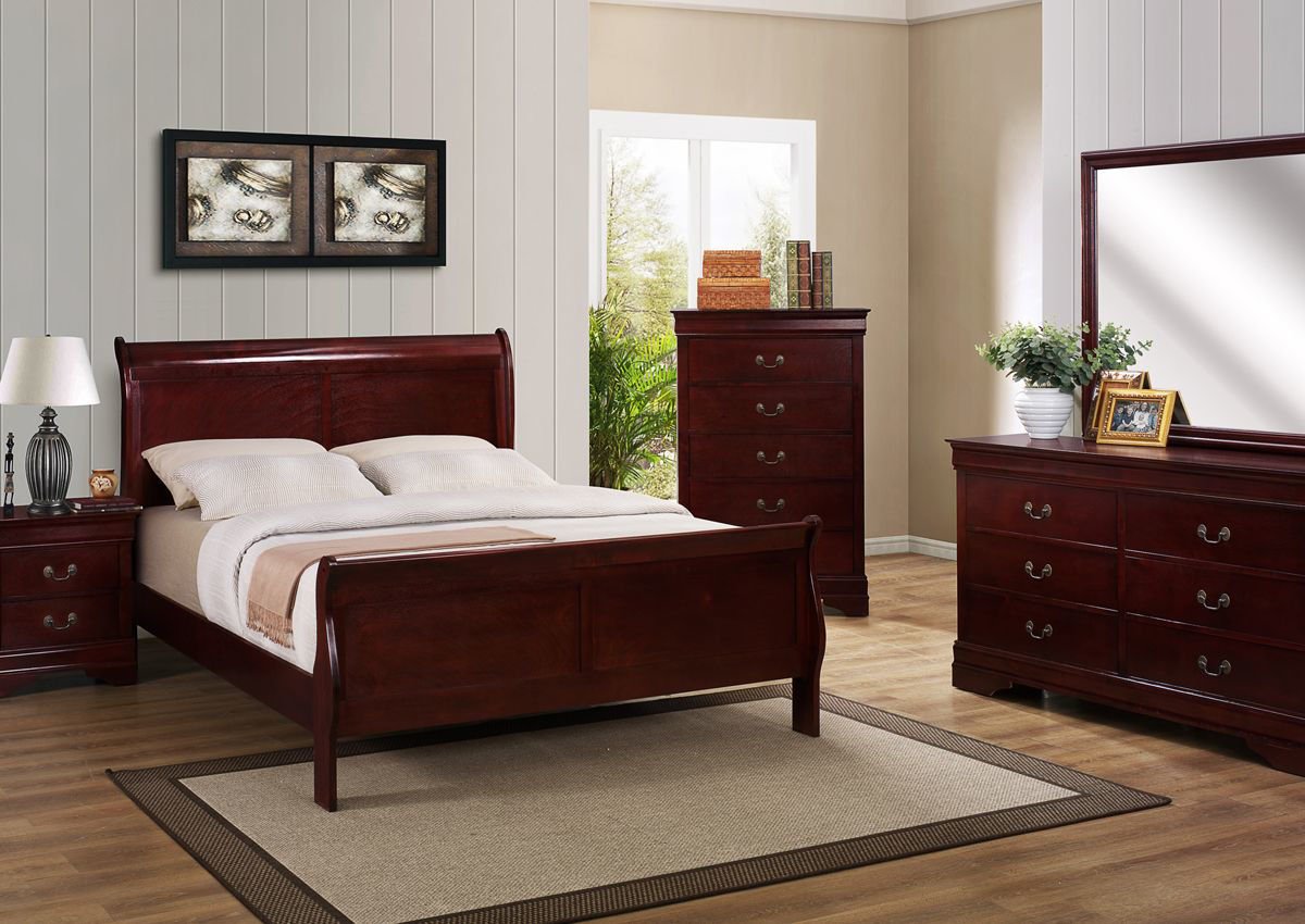 Louis Philippe Platinum Eastern King Sleigh Bed w/Dresser and