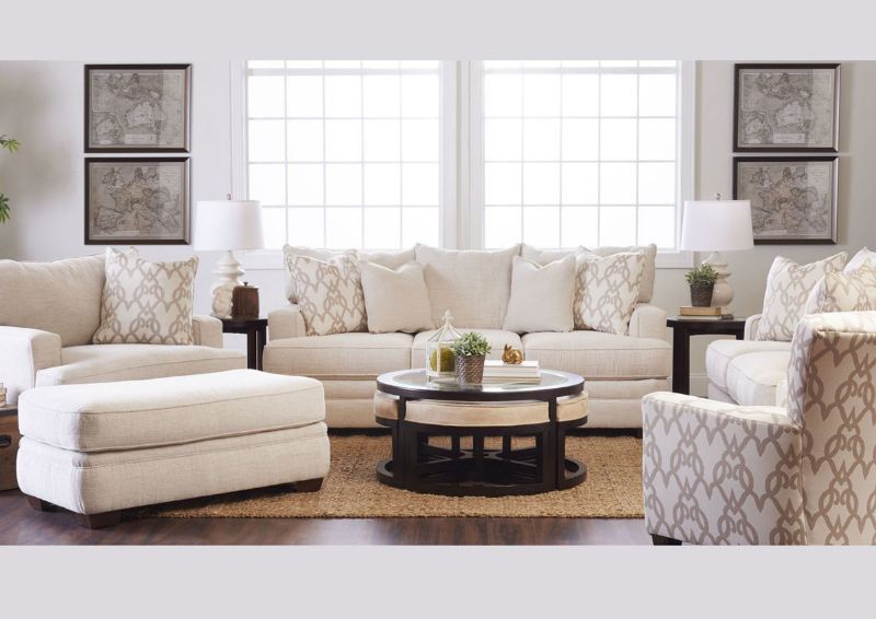 Off White Chadwick Sofa Set by Klaussner Showing a Room Setting, Made in the USA | Home Furniture Plus Bedding