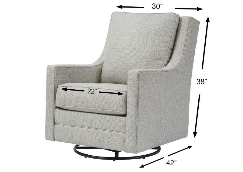 Ivory Kambria Swivel Glider Accent Chair by Ashley Furniture Showing the Dimensions | Home Furniture Plus Bedding