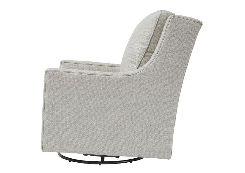 Ivory Kambria Swivel Glider Accent Chair by Ashley Furniture Showing the Side View | Home Furniture Plus Bedding