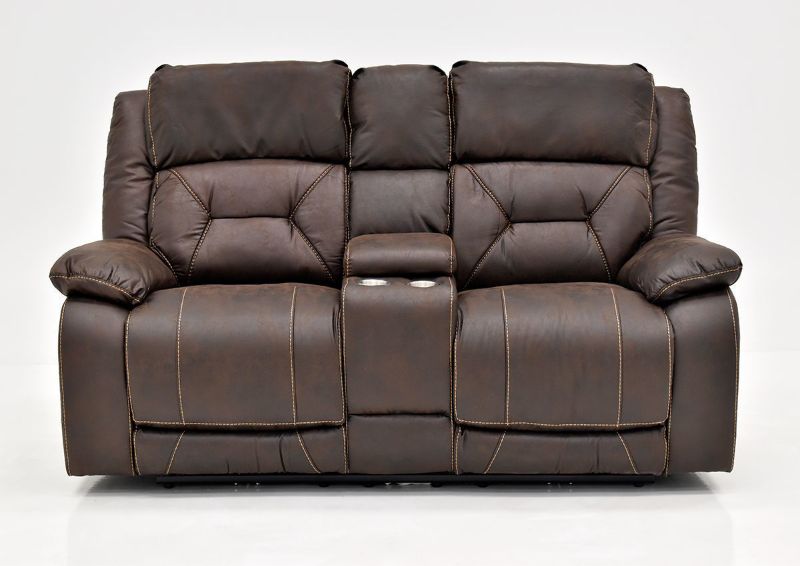 Brown Aria POWER Reclining Loveseat by Steve Silver Showing the Front View | Home Furniture Plus Bedding