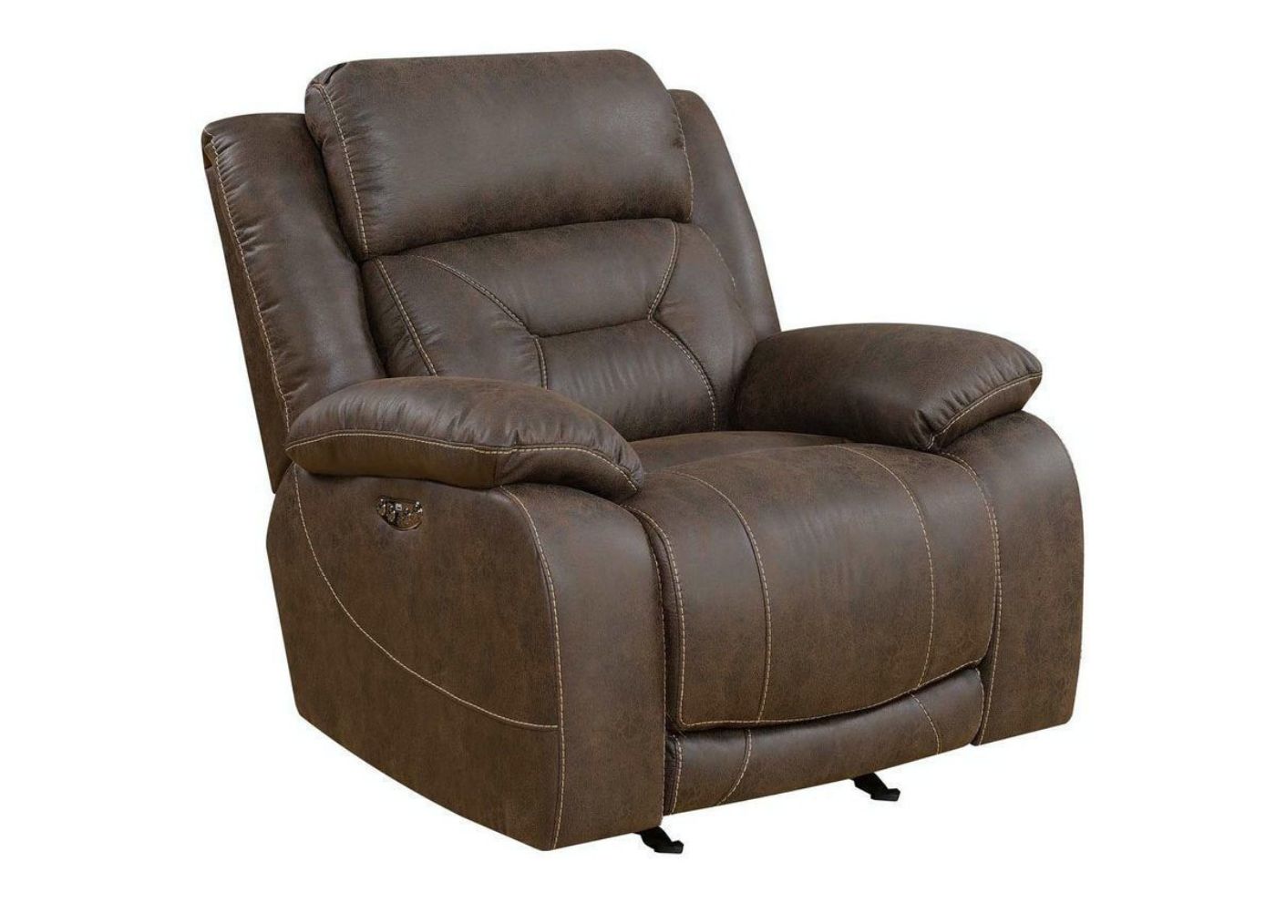 Dark Brown Aria POWER Recliner by Steve Silver Showing the Angle View | Home Furniture Plus Bedding