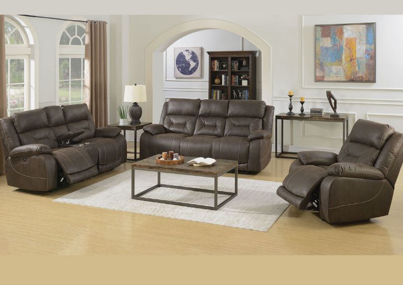 Dark Brown Aria POWER Reclining Sofa Set by Steve Silver Showing the Room Setting | Home Furniture Plus Bedding