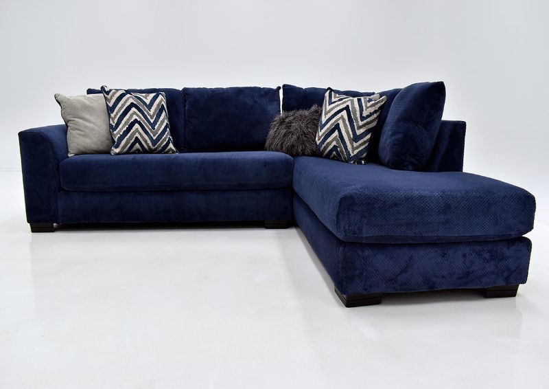 Navy Blue Prowler Small Sectional Sofa by Albany Industries Showing the Side View, Made in the USA | Home Furniture Plus Bedding