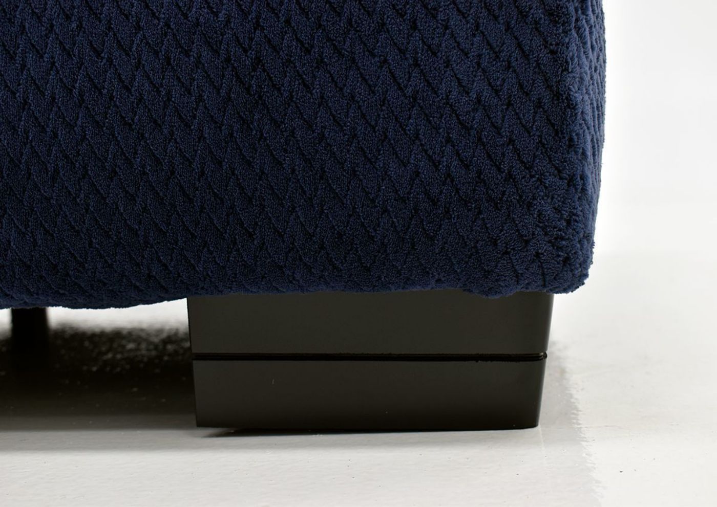 Navy Blue Prowler Small Sectional Sofa by Albany Industries Showing the Foot Detail, Made in the USA | Home Furniture Plus Bedding