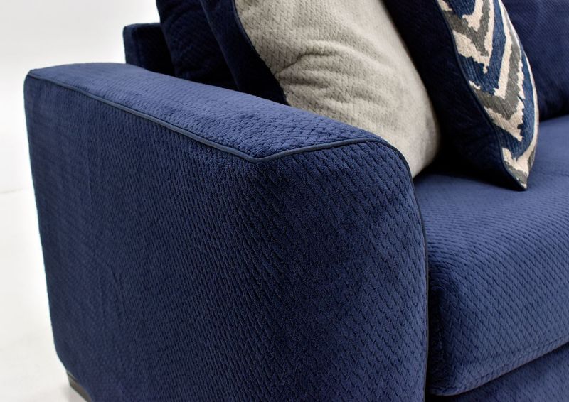 Navy Blue Prowler Small Sectional Sofa by Albany Industries Showing the Arm Detail, Made in the USA | Home Furniture Plus Bedding