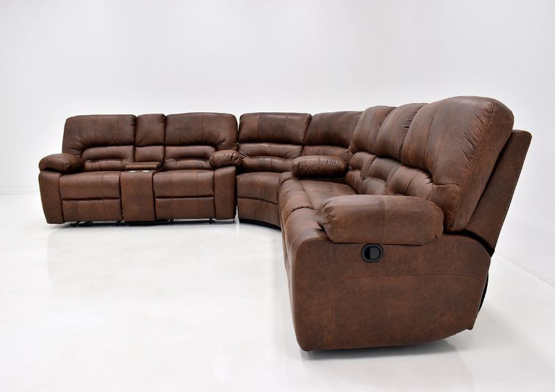 Warm Pecan Brown Gallagher Reclining Sectional Sofa by Kinsmen East Showing the Right Side View | Home Furniture Plus Bedding