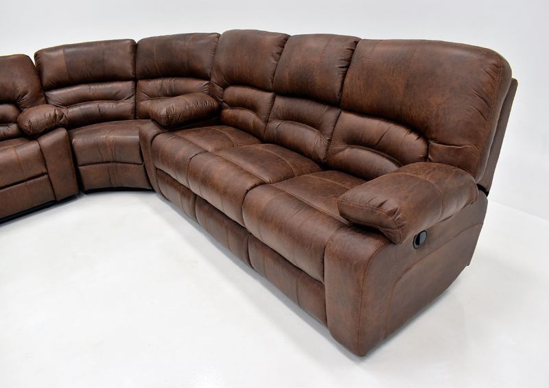 Warm Pecan Brown Gallagher Reclining Sectional Sofa by Kinsmen East Showing the Right Side Sofa | Home Furniture Plus Bedding