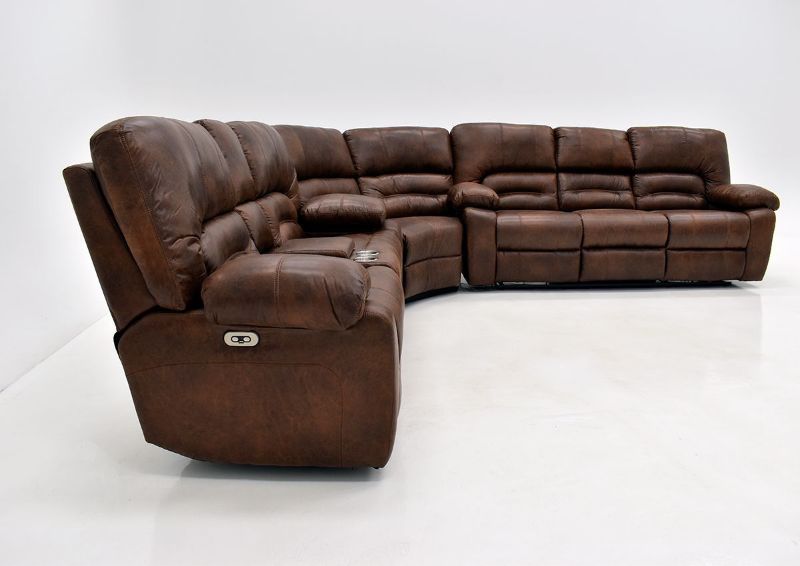 Warm Pecan Brown Gallagher POWER Reclining Sectional Sofa Kinsman East Showing the Left Side View | Home Furniture Plus Bedding