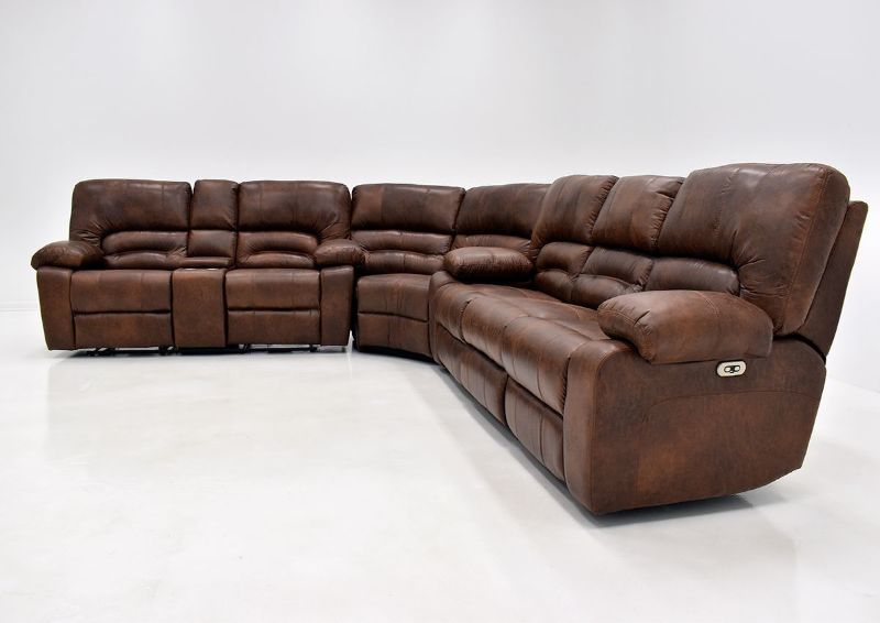 Warm Pecan Brown Gallagher POWER Reclining Sectional Sofa Kinsman East Showing the Right Side View | Home Furniture Plus Bedding