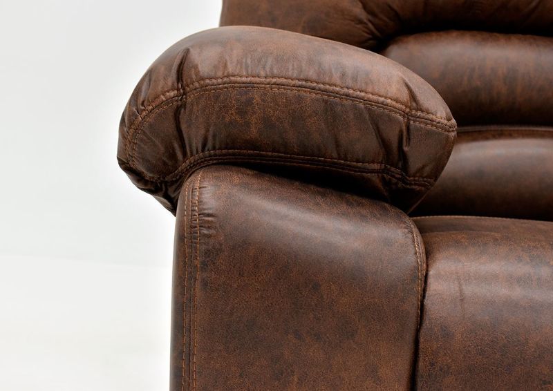 Warm Pecan Brown Gallagher POWER Reclining Sofa Set by Kinsmen East Showing the Pillow Arm Detail | Home Furniture Plus Bedding