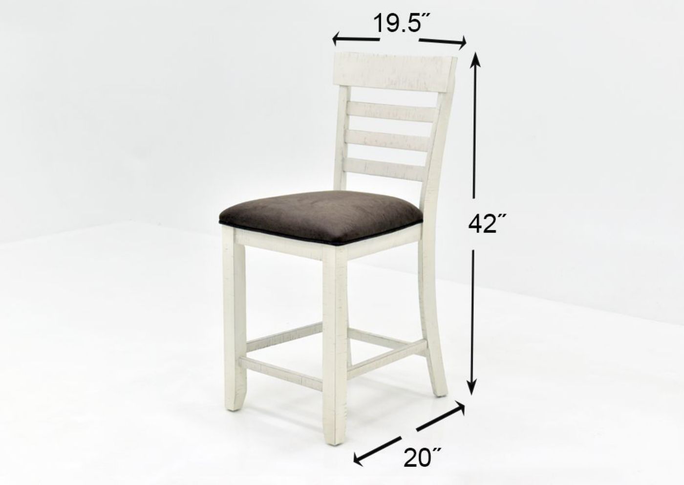 Vintage White Kirkland 5 Piece  Counter Height Dining Table Set by Standard Showing the Barstool Dimensions | Home Furniture Plus Bedding