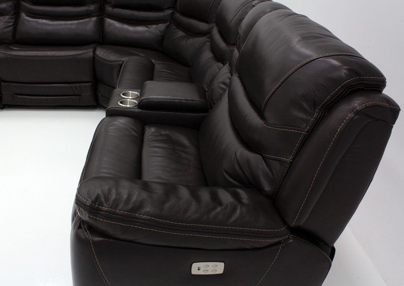 Brown Dallas POWER Reclining Sectional Sofa Showing the Side View from the Right | Home Furniture Plus Bedding
