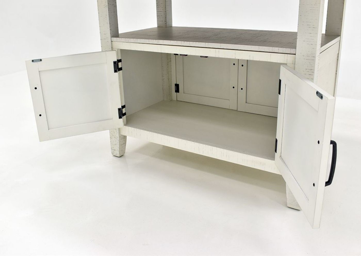 Vintage White Kirkland 5 Piece  Counter Height Dining Table Set by Standard Showing the Table Cabinet Interior Detail | Home Furniture Plus Bedding