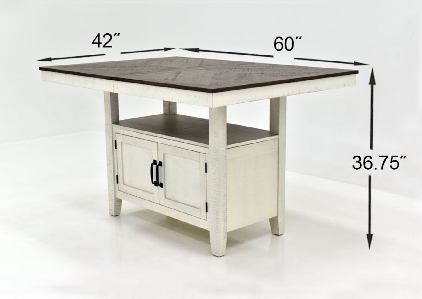 Vintage White Kirkland 5 Piece  Counter Height Dining Table Set by Standard Showing the Table Dimensions | Home Furniture Plus Bedding