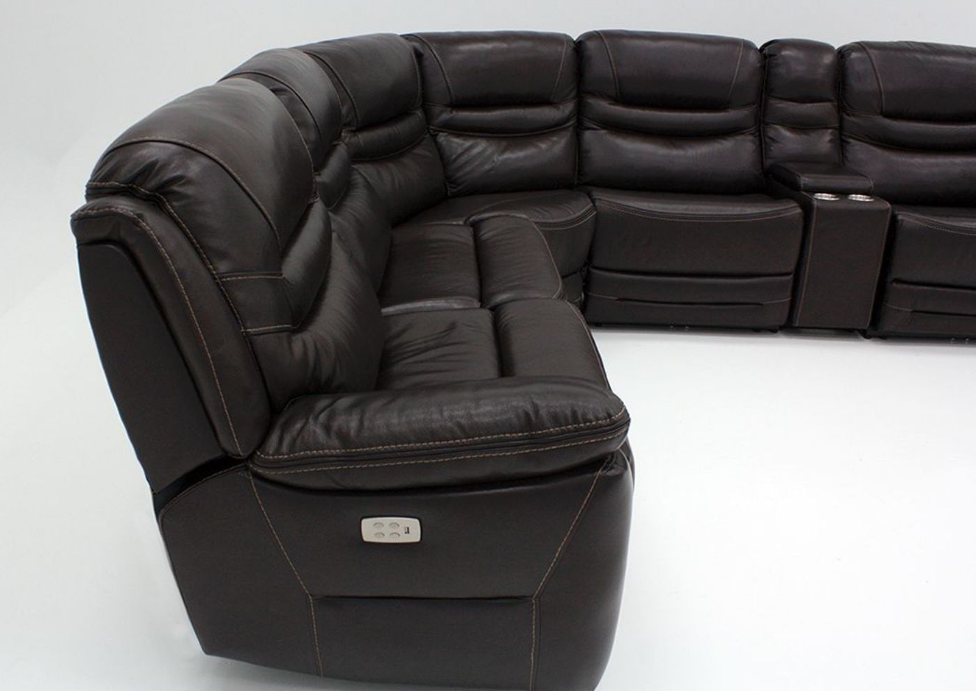 Brown Dallas POWER Reclining Sectional Sofa Showing the Side View from the Left | Home Furniture Plus Bedding