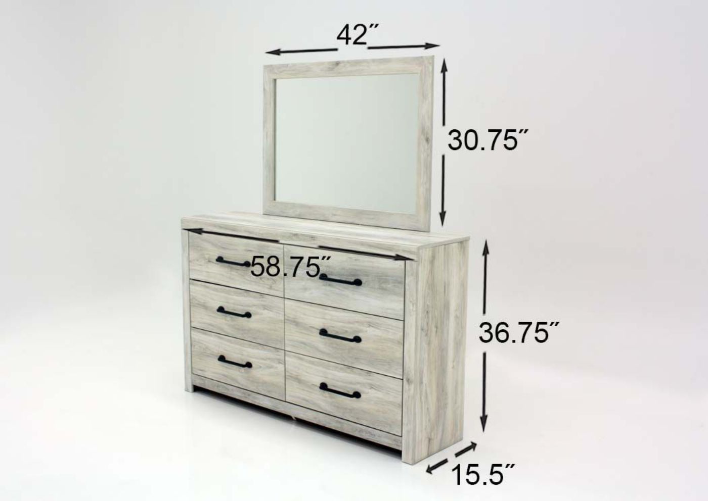 Cambeck King Size White Wash Bedroom Set by Ashley Furniture Showing the Dresser with Mirror Dimensions | Home Furniture Plus Bedding