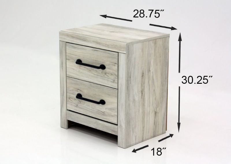 Cambeck King Size White Wash Bedroom Set by Ashley Furniture Showing the Nightstand Dimensions | Home Furniture Plus Bedding