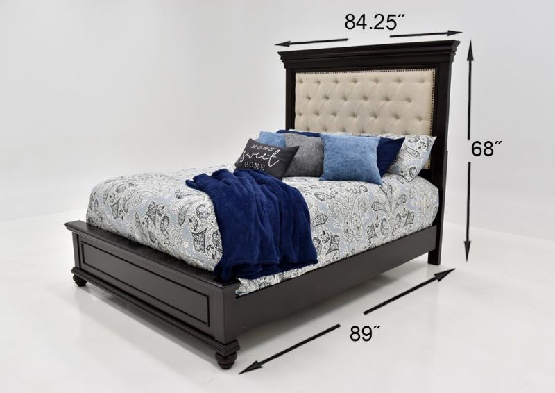 Dark Brown Brynhurst Upholstered King Size Bedroom Set by Ashley Furniture Showing the King Bed Dimensions | Home Furniture Plus Bedding