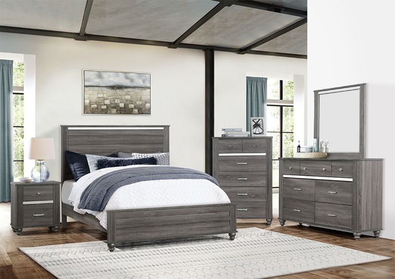 Room Shot of the Gray Gaston King Size Bedroom Set by Crown Mark | Home Furniture Plus Bedding