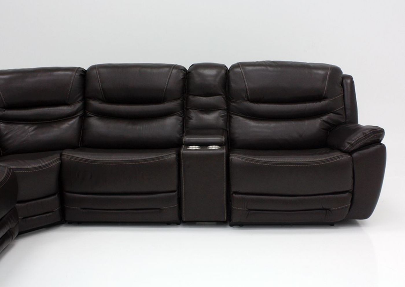 Brown Dallas POWER Reclining Sectional Sofa Showing the Left Sofa View | Home Furniture Plus Bedding